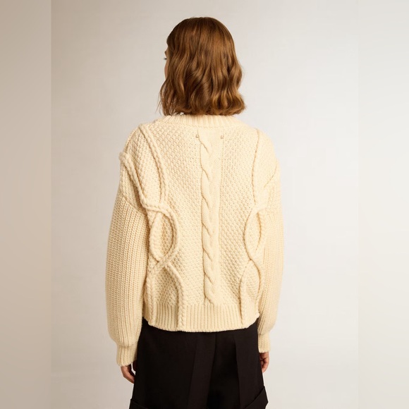 Golden Goose Women's Round-Neck Virgin Wool Sweater with Braided Motif - Picture 2 of 12